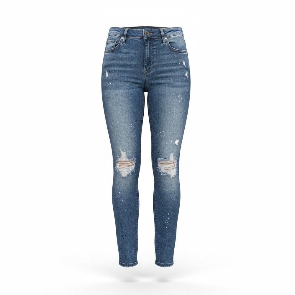 Judy Blue Women's Jeans 5 / 27 Skinny Fit Blue Distressed Faded Whiskers Stretch